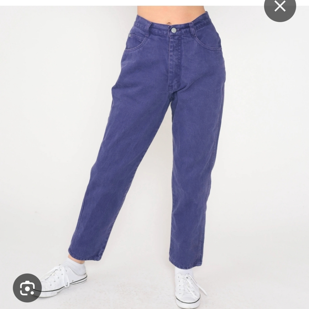 VINTAGE 90s MODA INTL momcore Jeans Purple Blue Relaxed Fit Y2K Classy Preppy